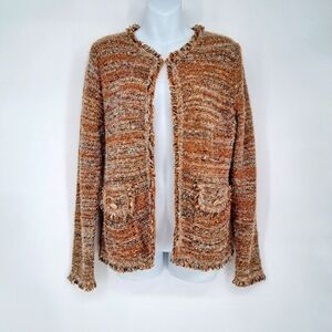 Sioni Eyelash Sequin Embellished Tweed Boucle Look‎ Cardigan Sweater Size Medium